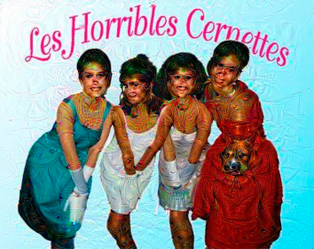 Les Horribles Cernettes després d'haver estat somiades per l'aplicació Deep Dreamer
