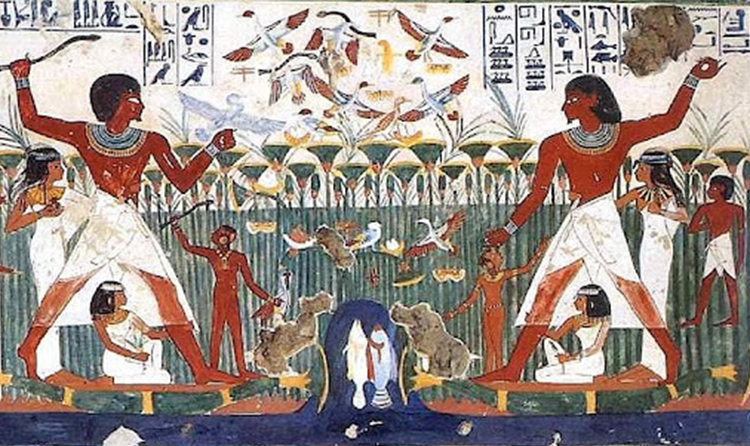 Figura 2. Detalle de Escena de caza y pesca, 1400-1380 a. C. Tumba de Najt, Necrópolis de Tebas (Egipto).