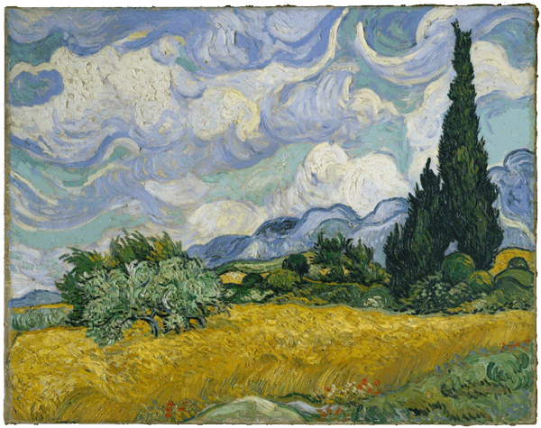 Wheat Field with Cypresses, V. van Gogh, 1889, Open Access for Scholarly Content (OASC) via Met website.